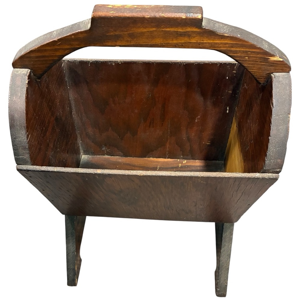 Wood Rustic Magazine/Newspaper Stand Vtg MCM Farm House Wood Magazine Holder